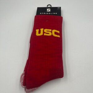 NEW USC Trojan Stride Line Crew Socks Size M/L Shoe Size Men 8-12 Women 9.5 To 1